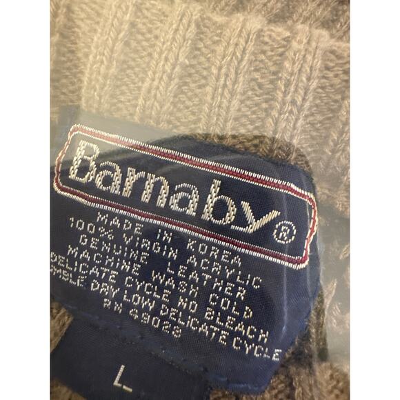 Mens Barnaby Acrylic Leather Grandpa Vintage Sweater Brown Black Large - Picture 3 of 9